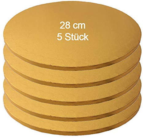 Mytortenland Tortenplatte/Cake Board Rund Gold 28 cm 5 Stk.