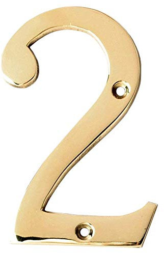 Motif 4-Inch Solid Brass Lacquered Polished Mailbox Numbers House Numbers For Outside House Numbers Address Sign For Door, Outdoor Decor (Number 2)