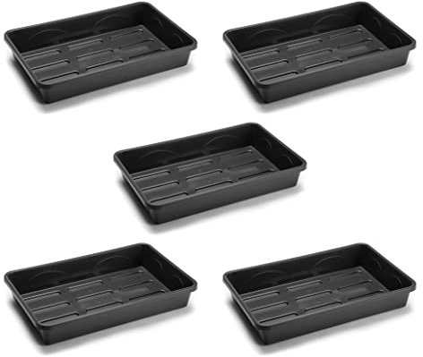 EarlyGrow MPL50041/A/S/5 Heavy Duty Medium Seed or Gravel Tray 38 x 24 x 6 Centimetres - Pack of 5 - Black