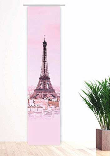 gardinen-for-life Flächenvorhang Eiffelturm rosa - Paris,Gr.60x245 cm Schiebevorhang mit Druck-Motiv, Toller moderner Vorhang