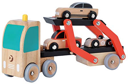 Classic World Autotransporter mit 3 Fahrzeugen aus Holz für Kinder ab 18 Monaten