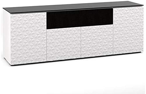 Salamander Chameleon Milan 345 - White/Black Glass Quad Width AV Cabinet with Speaker Grill
