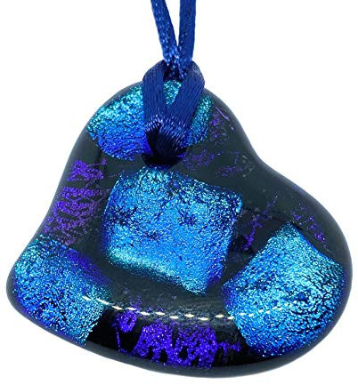 Herz-Anhänger aus dichroitischem Glas, handgefertigt, ca. 4,5 x 4 cm, inkl. Geschenkbox