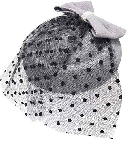 Ro Rox Grace Perlen Vintage Retro 40er 50er Jahre Fascinator Hochzeit Party Hut - Grau