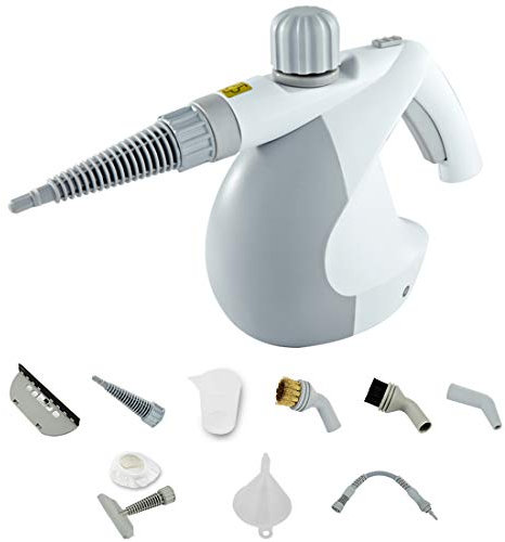 Handheld Pressurized Steam Cleaner Multi-Purpose with 9-Piece Accessories for Stain Removal, Carpets, Curtains, Bed Bug Control, Car Seats,Gray