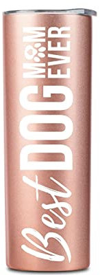 Onebttl Dog Mom Gifts for Women, Dog Lovers Tumbler Insulated Stainless Steel Cup (590ml, Rose Gold)