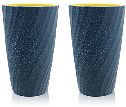 2 Stück unzerbrechliche Badezimmer-Zahnputzbecher, weich und langlebig, Badezimmer-Becher, Zahnbürstenbecher (Dunkelblau)