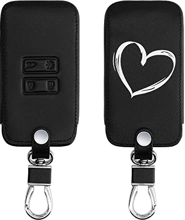 kwmobile Autoschlüssel Hülle kompatibel mit Renault 4-Tasten Smartkey Autoschlüssel (nur Keyless Go) - Kunstleder Schutzhülle Schlüsselhülle Herz Brush Weiß Schwarz