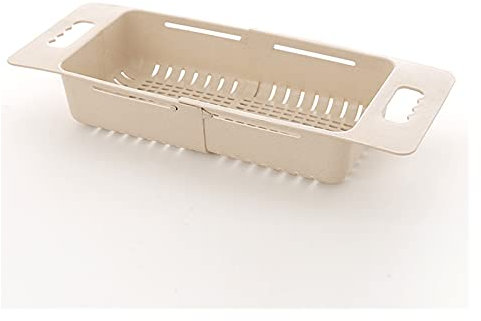 caihuashopping Colander Drain Basket Vegetable Collapsible Colander Fruits And Vegetables Drain Basket Adjustable Strainer Over The Sink For Kitchen Kitchen Strainer (Color : Beige)