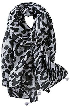 LumiSyne Schal Für Damen Mode Leopard Animal Print Klassisches Vintage Schal Baumwolle Leinen Mit Fransen/Quaste Langer Warme Halstücher Sonnencreme Stola Ganzjährig