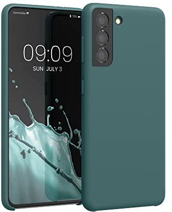 kwmobile Housse Compatible avec Samsung Galaxy S21 Coque - Housse de téléphone Protection Souple en TPU Silicone - Bleu Vert
