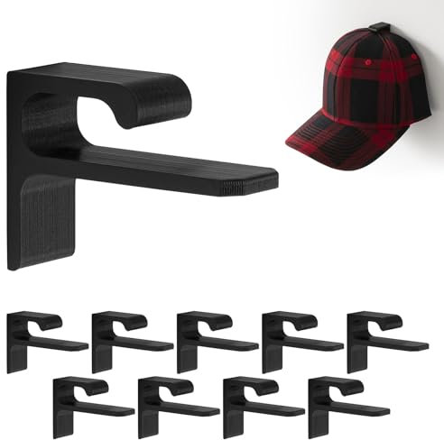 Mobilefox Cap Wandhalterung BaseCap Halterung Kappen Mützen Wand Halter 10er Set passend für New Era Flexfit usw. Schwarz Selbstklebend