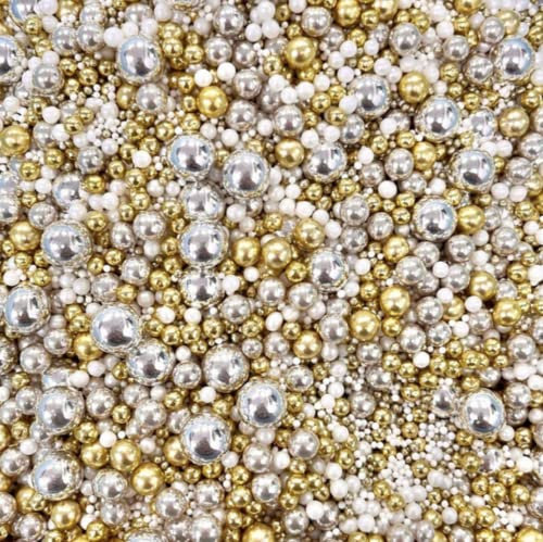 Gold silver white pearls metallic sprinkles for cupcakes cake topper pearls balls 100s 1000s wedding hen party decoration edible baking F RICH