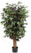 Künstliche Pflanzen Groß Kunstpflanze Benjamini Ficus künstlich Kunstbaum Zimmerpflanze Deko mit Echtholzstamm für Büro Deco Schlafzimmer Esszimmer drinnen Deko draußen Grün Rot 123 cm
