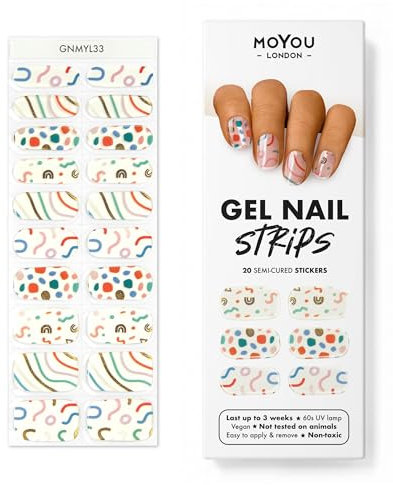MOYOU LONDON Semi Cured Gel Nail Strips - 20 Pcs. Nail Wraps for Salon-Quality Manicure - Works with Any UV Lamp - Easy to Apply, Trim, & Remove Gel Stickers