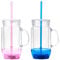 Ultra 1 Bleu 1 Rose Verre à boire LED avec Paille Verres en Plastique Bocaux Mason Couvercles et Pailles Gobelet Smoothie Couvercle Slushie Cup Poignées lumineux