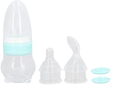 Botella de cuchara de alimentación de silicona Cuchara dispensadora de alimentos de silicona con tapa a prueba de polvo, cuchara de alimentación casera para exprimir alimentos