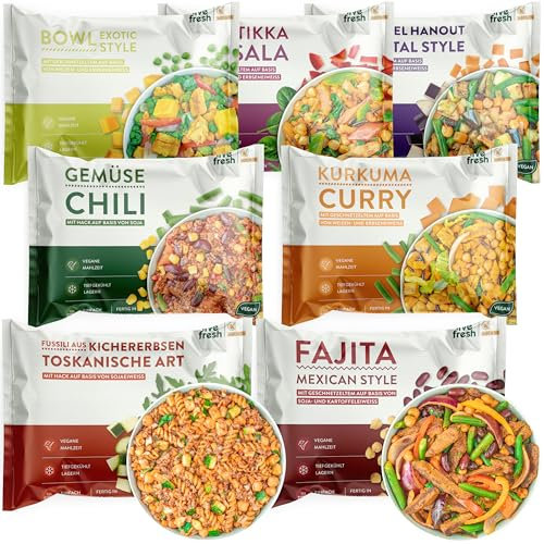 LiveFresh Fertiggerichte Probierpaket | 28 x 400g verschiedene Feriggerichte | Low Carb Lebensmittel | Viel Protein und nur 360 kcal pro Portion | Schnell zubereitet | Schonend schockgefrostet