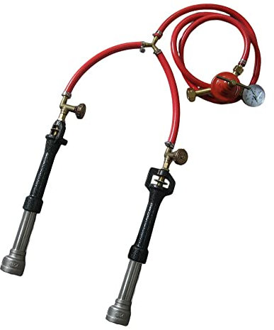 Lsmiitth double brûleur à gaz avec tuyau de raccordement au gaz et régulateur pour four à gaz forgé four de fusion métallique hufschmiede fabrication de couteaux, Butane - propane - GPL