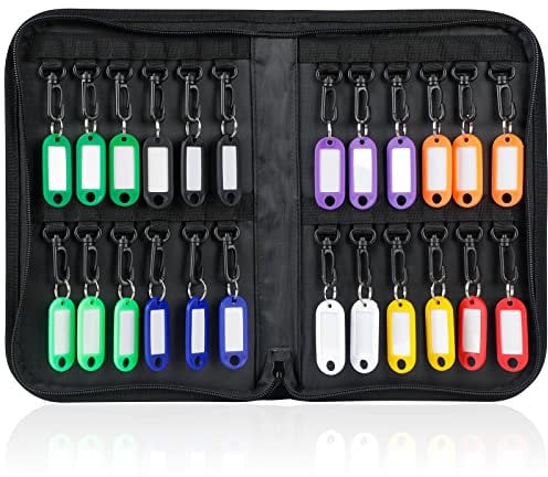 Uniclife Organisateur de Trousse de Clés à Fermeture Éclair Classeur de Clés Imperméable et Ignifuge avec 24 Crochets et Étiquettes Livre de Rangement de Clés Portable pour Bureaux Agences Hôtels