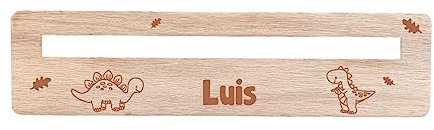 minimutz Lesehilfe Kinder 1. Klasse Holz | Personalisiertes Lesezeichen mit Name | Lesestreifen Lineal mit Lesefenster Schulkind | Hilfe bei Legasthenie Lesen Lernen Dinosaurier