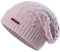 MAGISDU Mütze Damen Winter Wintermütze Merino Wollmütze Lang Beanie Strickmütze Mit Wollfutter Thermo Gefütterte Warme Grobstrick Slouch Hat