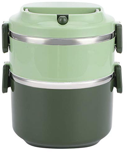 Otufan Isolierte Lunchbox, Edelstahl, Große Kapazität, Mehrschichtige Grüne Isolierung, Reistrennwand, Lunchbox Ist Geeignet Für Den Weg Zur Arbeit Und Camping Im Freien(2 layers)