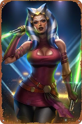 Ahsoka Tano, kreatives Blechschild, Metallschild, Retro-Wanddekoration für Zuhause, Tor, Garten, Bars, Restaurants, Cafés, Büros, Geschäfte, Pubs, Clubs, Schild, Geschenk, 30,5 x 20,3 cm