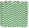 26 x 0,6cm Pailles de papier jetable extra longs extra - Stripe blanche verte, 100 chefs d'accusation, pour la fête, le mariage, l'anniversaire - 100% biodégradable