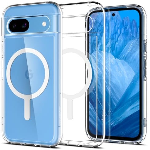 Spigen Ultra Hybrid OneTap Metal Ring MagFit Hülle Kompatibel mit Google Pixel 8a -Weiß