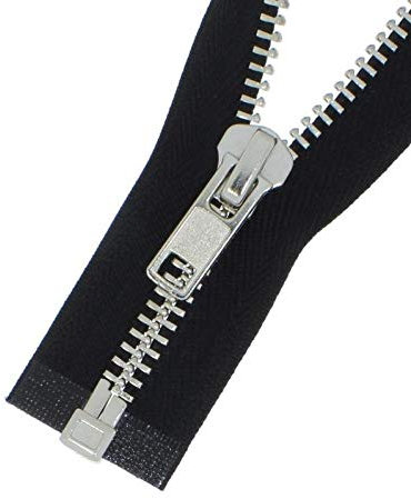 Reißverschluss in Schwarz Kunststoff oder Metall teilbar oder 2 Wege teilbar 5mm oder 8mm (Metall-Silber(8mm) - teilbar, 77cm)