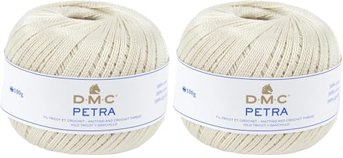 DMC Petra Yarn, 100% Cotton, Cream (Ecru), Size 5 (Pack of 2)