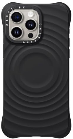 CASETiFY Ripple Silicone Case for iPhone 15 Pro Max [Magsafe Compatible / 6.6 ft. 2X Military Grade Drop Protection] Soft-Touch, Secure Grip - Black