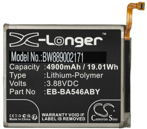 vhbw batteria compatibile con Samsung Galaxy A34 5G 2023, A54 5G, A34 5G, A54 5G 2023 smartphone cellulare (4900mAh, 3,88V, Li-Poly)