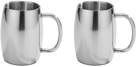 Janasiba 2X Licht 304 Rostfreier Stahl Becher Wasser Becher 500 Ml Becher Kaffee Tasse mit Geschenk Becher