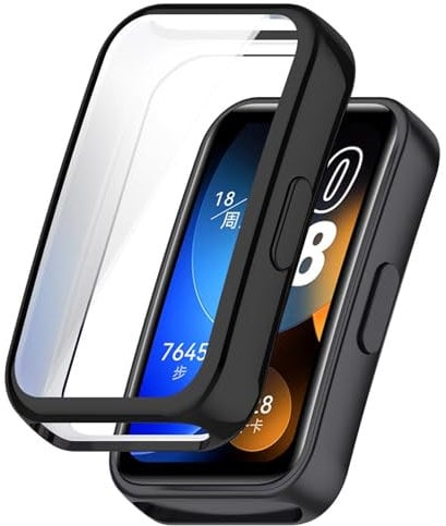 FTRONGRT Case for Huawei Band 9 NFC, Soft TPU Plating All-Inclusive Protection Watch Case, Shock Resistant, Case Cover for Huawei Band 9 NFC Smartwatch. Black