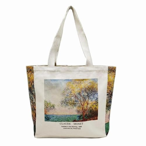 BROADREAM Niedliche Schultertasche aus Segeltuch, ästhetisch, mit Reißverschluss und Innentasche, für Damen zum Einkaufen und Reisen, inspirierte Geschenktüten, wiederverwendbar, lässig,