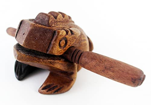 Frog Guiro - Blocco di legno da 10,2 cm, strumento musicale a percussione in legno naturale, dimensioni perfette