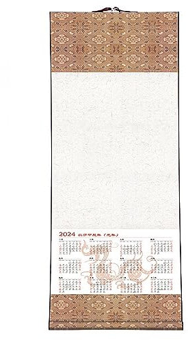 OUSIKA Reispapier 2024 Blanko-Wandkalender, Wandkalender, Familien-Wandkalender, Kalenderrolle, chinesische Malerei, Pinsel, Kalligraphie, Kalender, Hängerolle(4,Large)