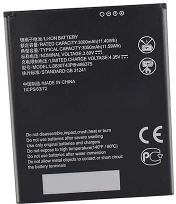Ukkipower Li3830T43P8h486375 1ICP5/63/72 Ersatz 3.8V 3050mAh Akku Kompatibel mit Blade A31 Mobile Phone Batterie(NOT Compatible with A31 Lite)
