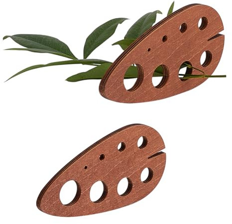 PH PandaHall Pelador de madera para hierbas aromáticas, 8 agujeros, pelador para hierbas, pelador de madera para hojas, pelador para hierbas, marrón orificio: 2-16 mm
