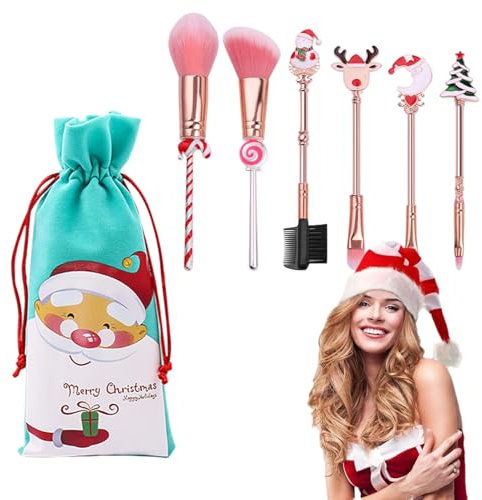 Zauberstab Make-up Pinsel Set, Weihnachten Foundation Blending Pinsel, Professioneller Gesichtspuder Pinsel, Rougepinsel für Frauen, Foundation Contour Pinsel, Lidschatten Blending Pinsel,