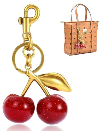 Kirsche Schlüsselanhänger, Taschenanhänger, Obst Schlüsselanhänger Taschenanhänger Personalisiert, Modischer Taschen- oder Schlüssel-Accessoire Geschenk für Frauen