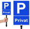 Goodvia Panneau de parking privé avec poteaux, 30 x 20 cm, hauteur 45 cm, bleu