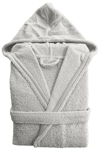 BOSKIMO Peignoir de Bain Unisexe 100% Coton - Peignoir Doux et Absorbant pour Homme et Femme - Avec Capuche (FR/ES, Alpha/lettres, L, Taille normale, Taille normale, Blanc, Avec Capuche)
