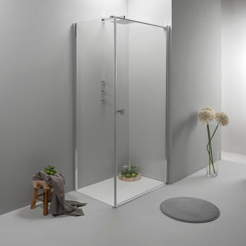 Box Doccia Angolare 100x100 cm - Cabina Doccia con Porta Battente, Vetro Temperato 6mm, Profilo Cromato e Chiusura Magnetica - Regolabile e Facile da Installare