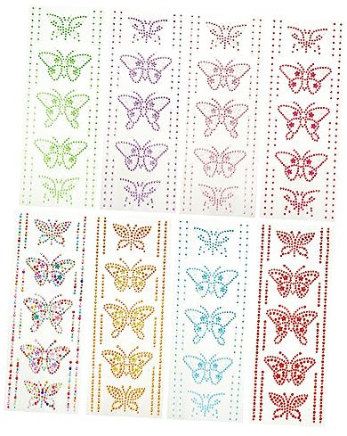 minkissy 8sets DIY Crystal Stickers for Crafting Decorative Butterfly Stickers Bright Diamond for Wall Art Projects
