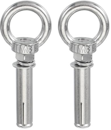 PATIKIL M8x60mm Boulon À Œil Pour Béton, 2 Pcs 304 Acier Inoxydable Boulons D’Expansion À Anneau De Levage Ancres Vis Pour Mur En Béton Briques Maçonnerie, Argent