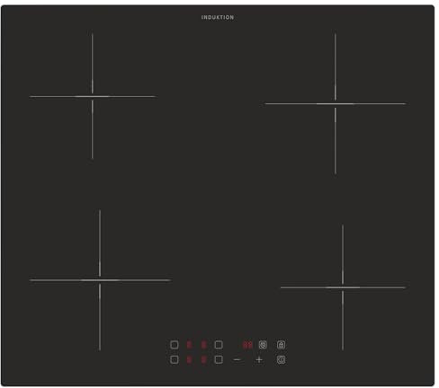 Oranier Kochfeld 60 cm Induktion KFI900 autark - Glaskeramik Induktionskochfeld mit 4 Kochzonen roter LED Anzeige & Touch Control Steuerung