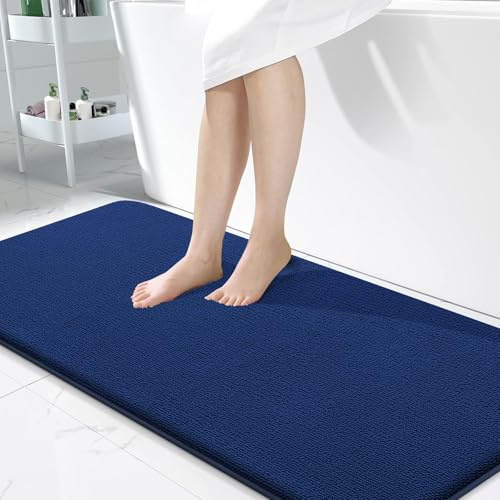 Homaxy Memoryschaum Badezimmerteppich Badematte - 60x120 cm, Marine Blau | komfortabel&dick, hervorragende wasseraufnahme, rutschfeste PVC-rückseite, maschinenwaschbar, pflegeleicht, breite anwendung